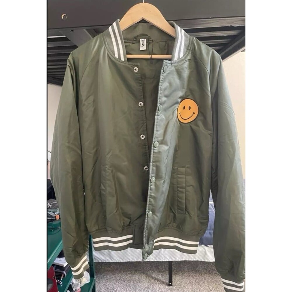 Weiv Jacket Green Smile Baseball Los Angeles California Mens Medium
